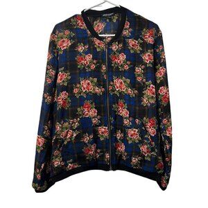 About‎ A Girl Jacket Women Size XL Floral Full Zip Navy Floral Cottagecore Boho